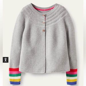 Sz 6-7 Mini Boden cotton cashmere mix cardigan grey marl